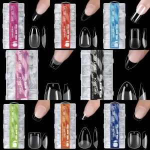 600pcs Soft Gel Nail Tips Coffin Almond Oval Square Full Cover Matte Seamless Extension False Nails Press on Salon