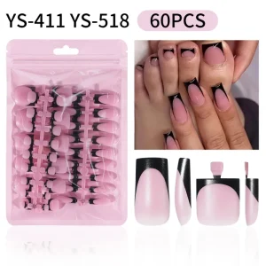 60PCS French Full Cover False Nail Patch +Toe Nail Patch DIY Wearable Detachable Extension Nail Patches Manicure Nail Tips