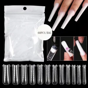 60pcs ABS Artificial Fingernails Nail Tips for Finger Nail Extension Mold with Quick Apply and Custom Design