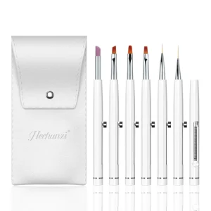 6pcs Multifunction Nail Brush Set Retractable Ceramic Cuticle Pusher Nail Liner Brush Nail Art Brushes Nail Supplies