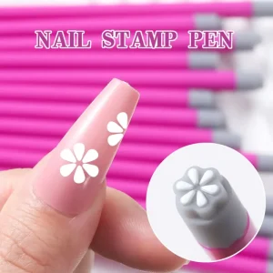 6pcs set Professional Silicon Nail Art Flower Stamp Pens with Patterns for Nail Stamping