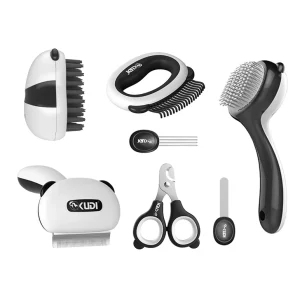 7 in 1 Pieces Pet Hair Grooming Tool Set Nail Clipper Detangle Shedding Comb Deshedding Massage Slicker Dog Cat Brush Kit