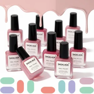 720pcs 12 Color Set of Breathable Halal Nail Polish Professional Peel off Water Permeable Vegan Nail Polish Customize Logo 12ml