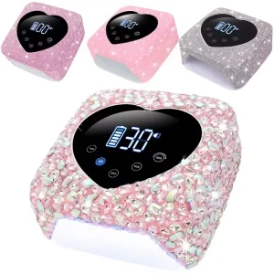 72W Led Nail Lamp with Rhinestones Nail Polish Fast Curing Lamp Rechargeable Uv Nail Lamps