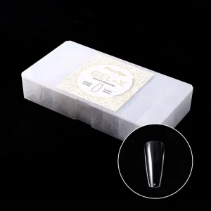 750 Pcs Factory Supplying Premium OEM Full Cover Natural Coffin Long 15 Sizes Gel Nail Tips