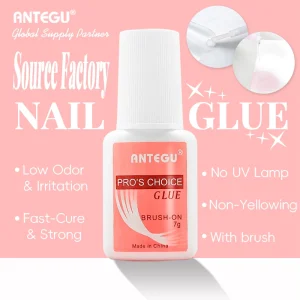 7g Pink Nail Glue with Brush Salon Strength 10s Fast Bond for Acrylic Nails NonYellowing Formula Professional Extension Adhesive
