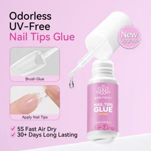 7ml Toxic Free Nail Tips Glue Gentle Formula 5S Fast Dry Brush on Nail Glue for Fake Nails