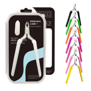7mm Blade Silicone Handle Cuticle Nippers Stainless Steel Manicure Nail Clipper Cutter