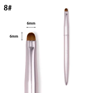 8# French Nail Brush High Quality Nylon Bristle Nail Brush French Manicure Smile Lines Smooth Satin like Pink Metal Handle