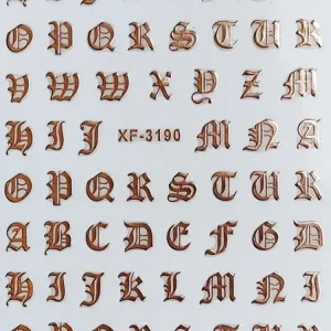 8 Kinds Cool Style Nail Stickers English Words Letters Gold Laser Stickers for Beauty Nail Art Decoration
