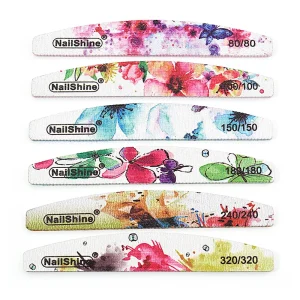 80/100/150/180/240/320 Grit Emery Half Moon Nail File Buffer Block Double Sided Polish Manicure Polishing Files for Nail Care