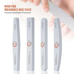 80 180 Grit Double Sided Emery Material Nail Buffer Files Salon Use Washable Half Moon Sponge Manicure Polisher