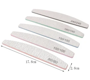 80 80 100 100 150 150 180 180 240 240 Professional Grit Double Sided Washable EMERY Half Moon Nail Manicure File Durable Foot