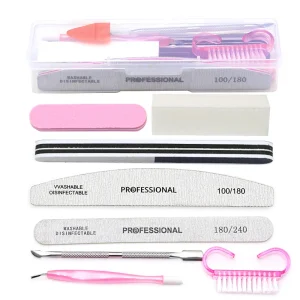 8Pcs VIP Box Manicure Set Professional Zebra Nail File Buffer Washable Wooden Files Cuticle Pusher UV Gel Polish Nail Tools Kit