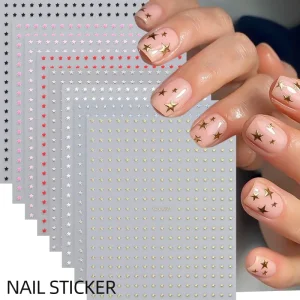 8pcs Set Gold Silver Star Nail Art Sticker Colorful Five-pointed Star Nail Stickers 3D DIY Nail Decals Decoration Nail Supplies