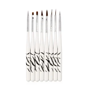 8pcs/set Customizable Multifunctional Nail Brush Set Artificial Fibers Plastic Handle Color Drawing Pen Carving Point Brush