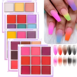 9 Colors Box Solid Magic Mirror Powder Palette Nail Gradual Pigment Set Chrome Powder Manicure Art Accessories Eye Shadow Powder