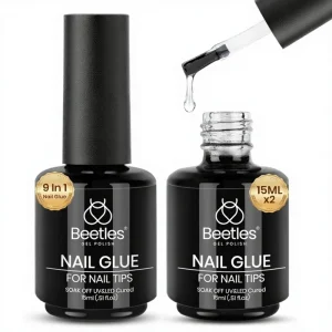 9 in 1 Acrylic Gel Polish & Nail Glue Kit 2 Pcs 15ml Clear Tips Base Blooming UV LED Cured Long Lasting False Nails