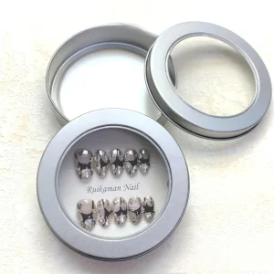 90*20mm Press on Nails Packaging Boxes Set Storage Metal Round Display Box for Artificial Nails