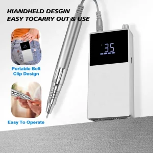A Professional Electric Nail File Drill 35000rpm Portable Cordless Rechargeable Nail Drill for Manicure Drill Machine