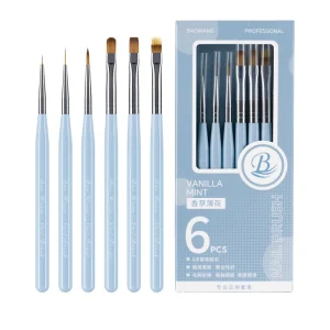 A Set of 6pcs Resin Handle Nail Art Brush with Nylon Hair Nail Brush for Nail Beauty Salon BW70