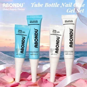 ABONDU Quick Dry Nail Glue Gel Set with Remover for Press on Nails No UV Lamp Needed Hose Set