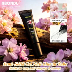 ABONDU Upgraded 10g Semi Solid Soft Gel Nail Glue Fast Quick Press on Nails Tube No UV Light Needed
