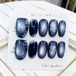 ABS Artificial Nails Press On Nails Almond Shape Customized Design Reusable with Glue Nail Tips Rhinestones Handmade