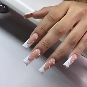 ABS French Style False Nails Long Nail Tips Pearl Effect Pretend Pearl Simple Press Nails