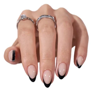 ABS Full Cover Shape Short False Nails with Colorful French Tip Press On Nails for Finger
