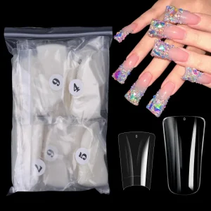 ABS Nails Tips 500pcs Duck Flare Finger False Nail Extension French Acrylic Half Cover Long Duck Tip Artificial Nails