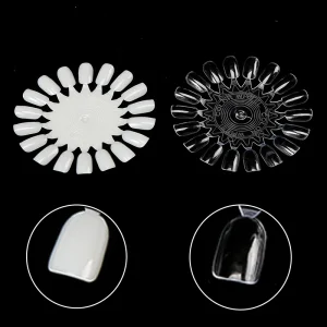 ABS&AS 18 Tips Wheel Shape False Nail Tips Nail Display Sticks Clear Natural Colors for Nail Art Salon