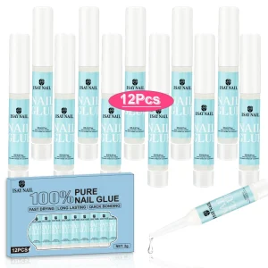 Acrylic 5s Quick Bonding Nail Art Glue 12pcs 2g Liquid No UV Fast Dry Long Lasting 100% Pure Set