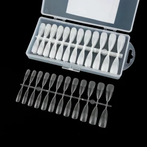 Acrylic Design Nails Tips 12 Sizes Nail Art Acrylic Transparent Gel X Short Almond Clear Nail Tips