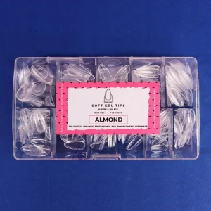 Acrylic French Full Cover Artificial Nail Tips with Glue Square Almond Stiletto Designs 500 Pcs Nail Art Salon DIY Finger