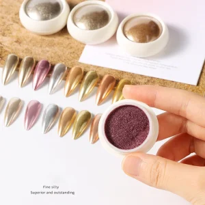 Acrylic Gold Chrome Nail Powder Mirror Effect Metallic Holographic Aurora Iridescent Pearlescent Rose Powder Nails 9g