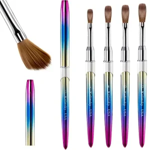 Acrylic Nail Brush Kolinsky Hair Bristles Round Shaped Handle Nail Brushes 3D Metal Pure 100% Kolinsky Nail Brush