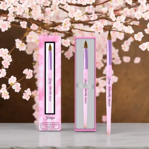 Acrylic Nail Brush Pink Marbling Handle Pure Kolinsky Custom Private Label Design Flat 3D Brush #2~#6