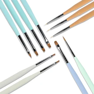 Acrylic Nail Gel Polish Painting Brush Metal Handle 3d Nail Art Brush Nylon Hair Crimped Nail Brush