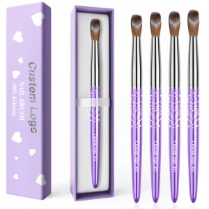 Acrylic Nails Brush Custom Purple Metal Handle 100% Kolinsky Acrylic Nail Brush