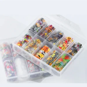 Adhesive 10 Rolls Decals Halloween Nail Art Foil Transfer Stickers for Boys and Girls Decor Holiday