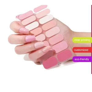 Adhesive 16 Finger Nail Stickers Soft Gel Nail Patch Jumping Candy Color Macaron Design Artistic Nail Full Wrap Stickers