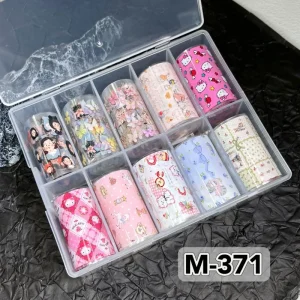 Adhesive Cute French Cartoon 3D Nail Art Foil Plastic Stickers Waterproof Non Toxic DIY Round Nail Decals