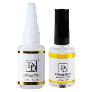 Adhesive Nail Glue Kit for Salon Use Decoration Rhinestone Charms Liquid Non-Toxic Eco-Friendly 20g 15ml Nail Art Set