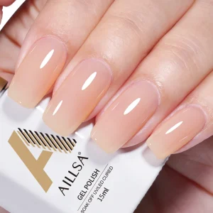 Aillsa 15ml Nude Color UV Gel Polish Non Toxic Vegan Eco Friendly Long Lasting Formula for DIY & Professional Nail Salons