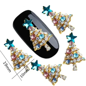 All Kinds of Nail Art Decoration Christmas Tree Nail Designs With Shining Rhinestones for Nail Art Decoration
