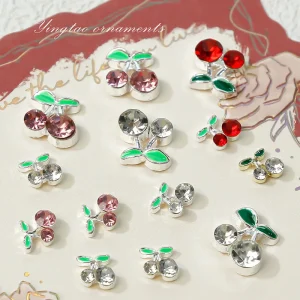 Alloy Cherry Nail Art Charms Rhinestone Press on Nails