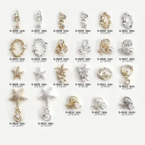Alloy Summer Beach Nail Art Accessories Ocean Theme Starfish Sea Series Nail Art Supplies DIY Manicure Decorations
