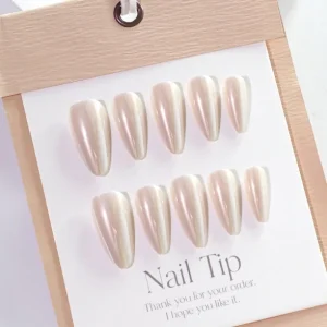 Almond Shape Full Cover Mixed Color Undecorated Handmade Wearable ABS Nails French Style Finger Application Medium