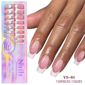 Almond Shape Solid Color False Nails Medium & Short Length Glossy Finish with Material Finger Use Reusable Full Cover
